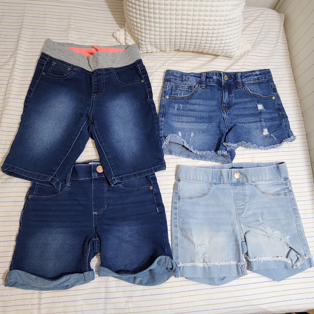 Stylish Kids Denim Shorts Set - Blue and Light Blue